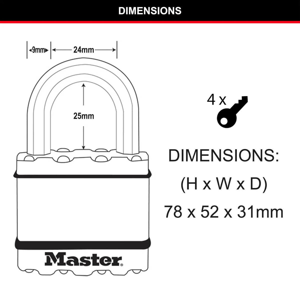 Master Lock Excell Padlock 50mm