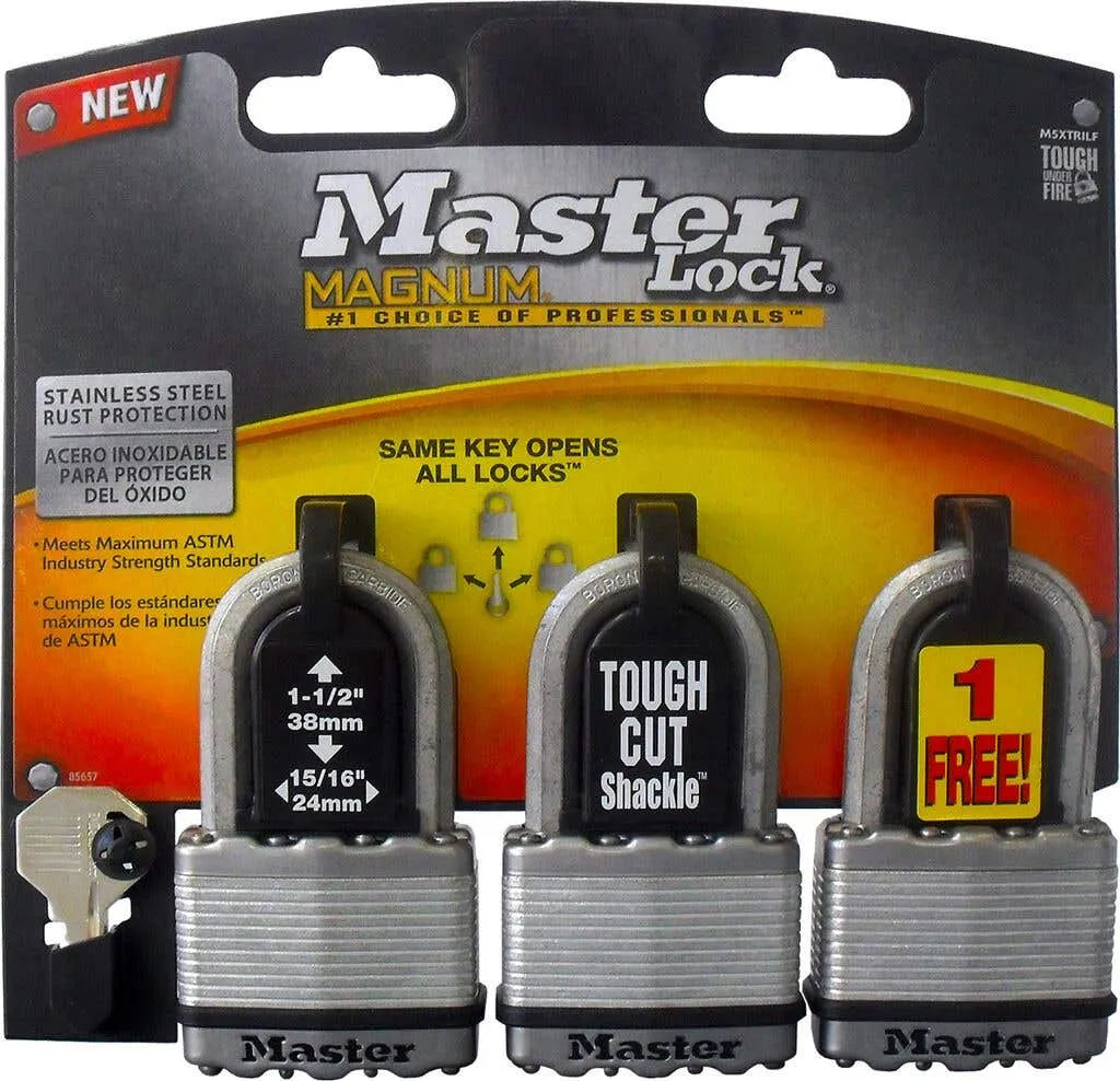 Master Lock Magnum Laminated Steel Padlock - 3 Pack