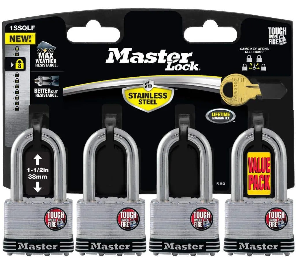 Master Lock Stainless Steel Laminated Padlock - 4 Pack