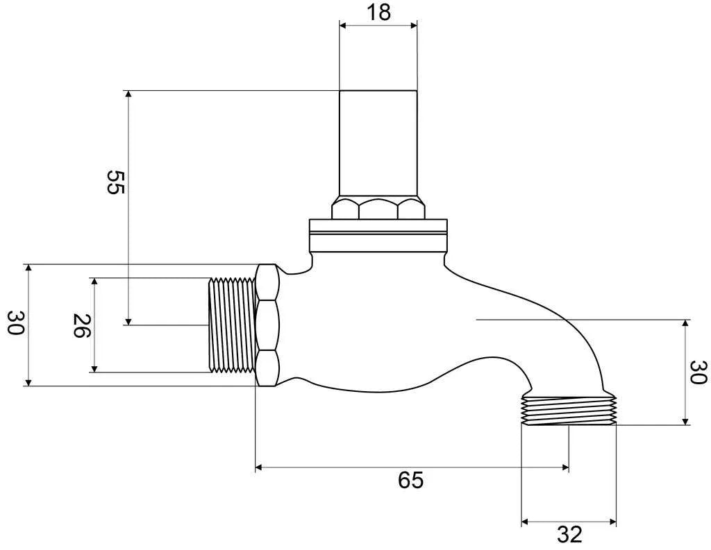Mildon Vandal Proof Cock Hose Brass 3/4" (20mm)