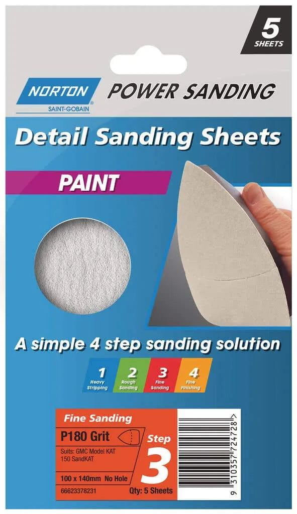 Norton Sheet Paint Very Fine 100 x 140mm - 5 Pack