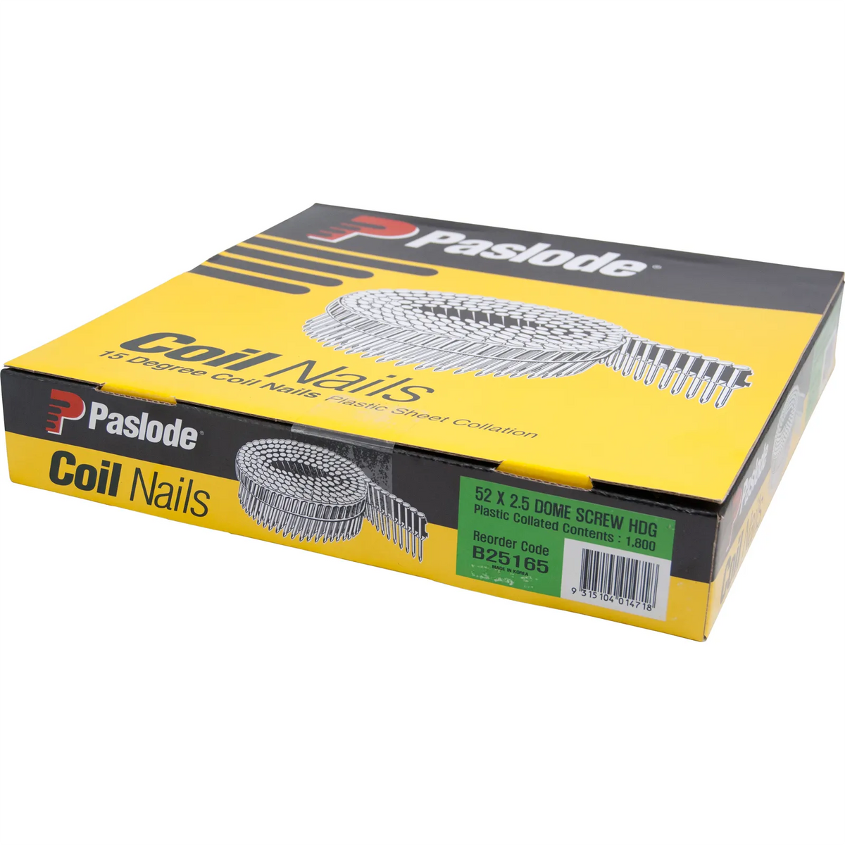 Paslode 52 x 2.5mm 15Deg Hot Dipped Galvanised Dome Head Plastic Collated Coil Nail - 1800 Pack