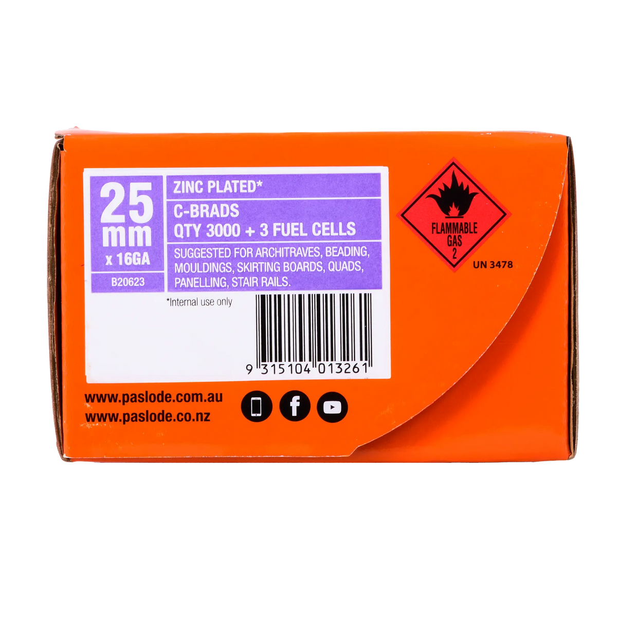 Paslode 65 x 1.6mm C65 Impulse Brad With Fuel - 3000 Pack