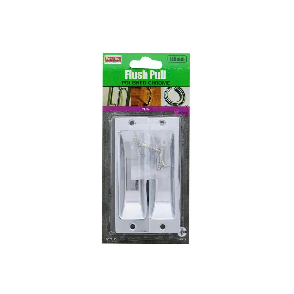 Prestige Traditional Flush Pull Chrome Plated 115mm - 2 Pack