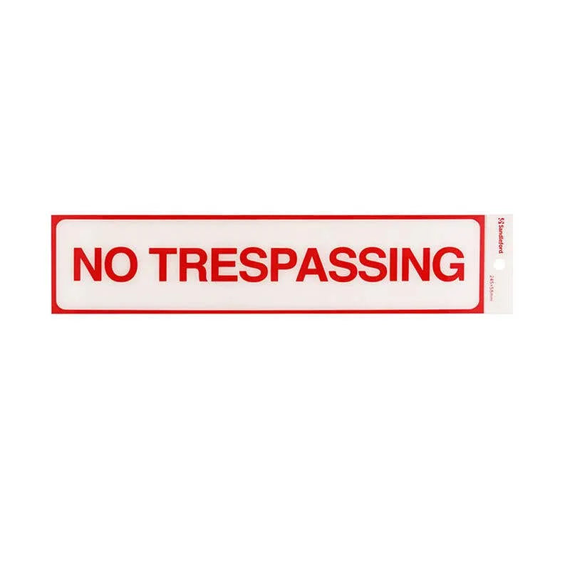 Sandleford No Trespassing Self Adhesive Sign