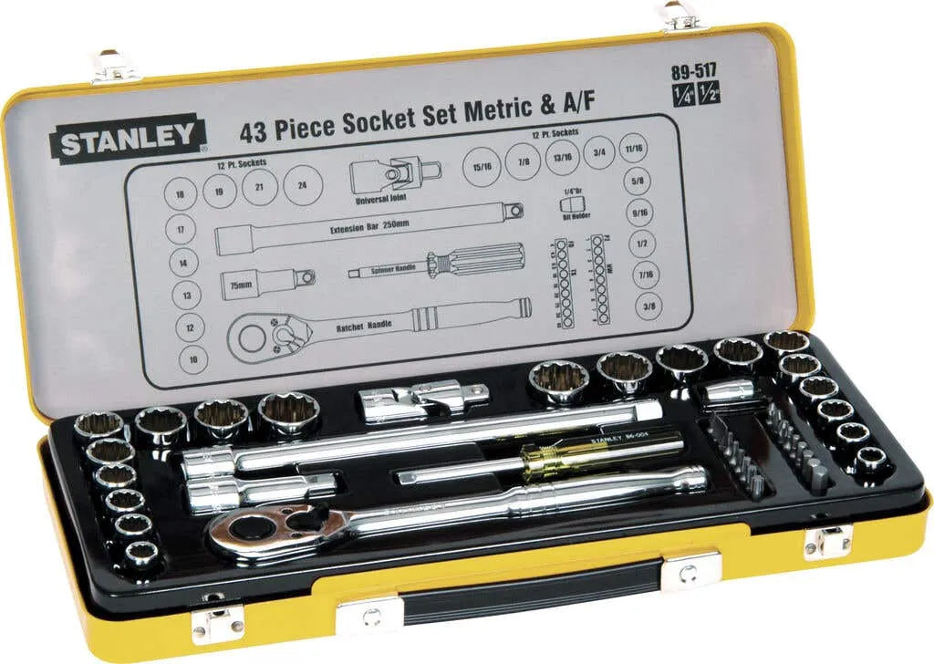 Stanley Drive Metric & A/F Socket 1/4" & 1/2" Set - 43 Piece