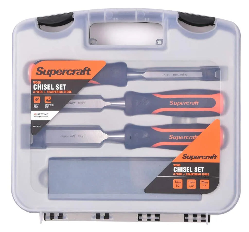 Supercraft Chisel Wood Set with Sharpening Stone - 3 Piece
