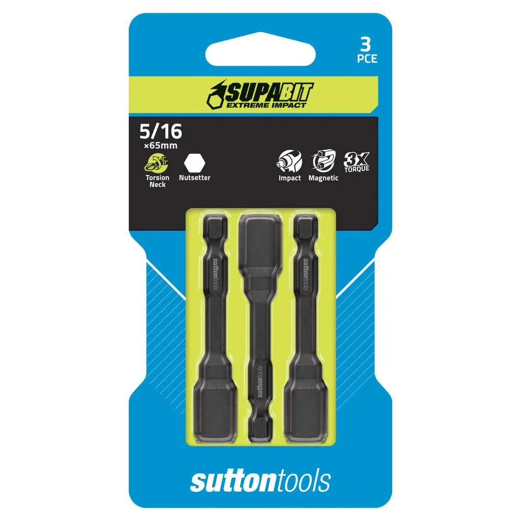 Sutton Supabit Impact Torsion Nutsetter Screwdriver Bit 7.94 x 65mm - 3 Pack
