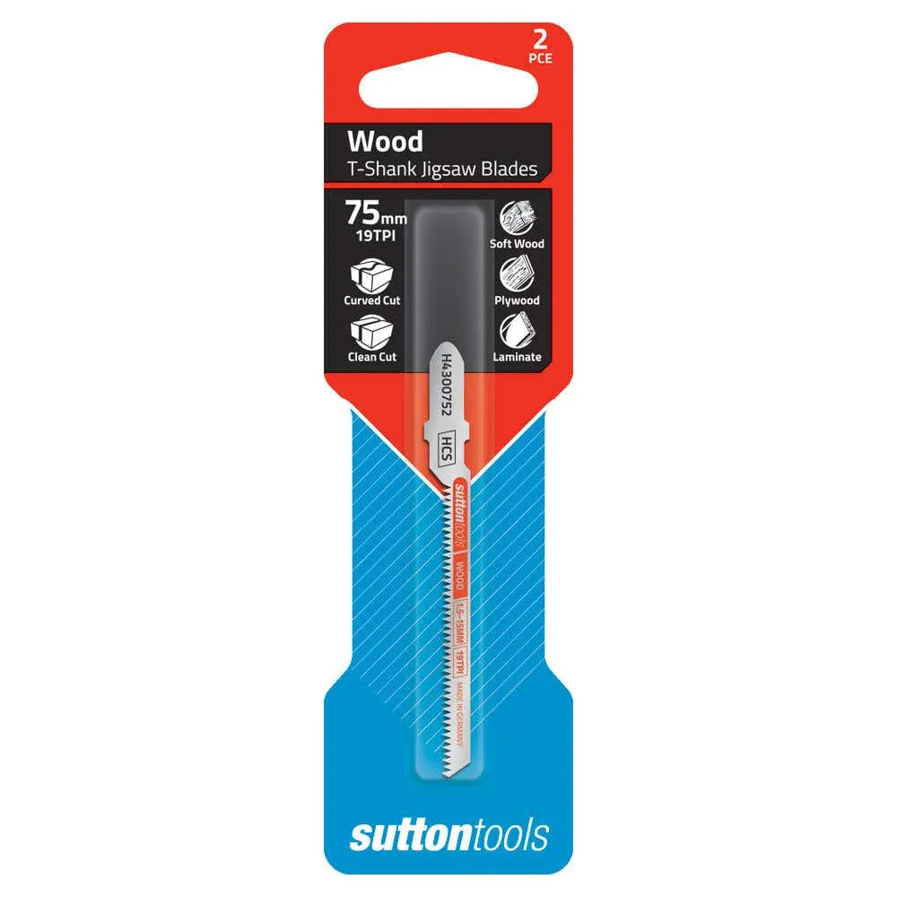 Sutton T-Shank Jigsaw Blade Wood Curved Clean Cut 75mm - 2 Piece