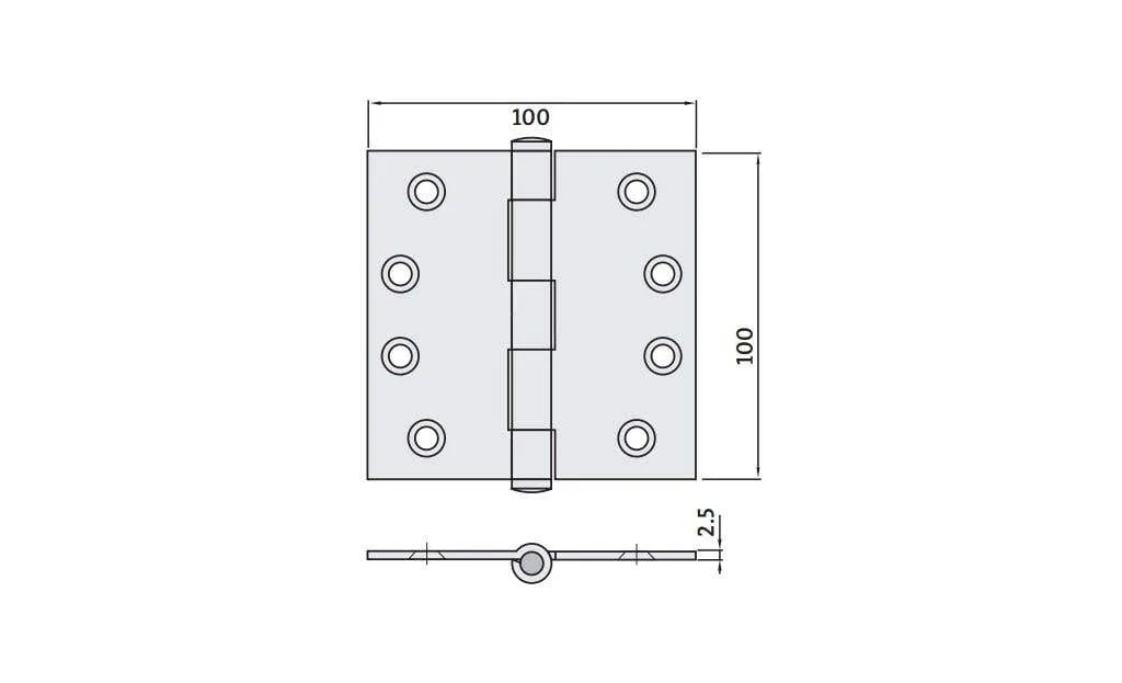 Trio Architectural Butt Hinge Black 100 x 100 x 2.5mm