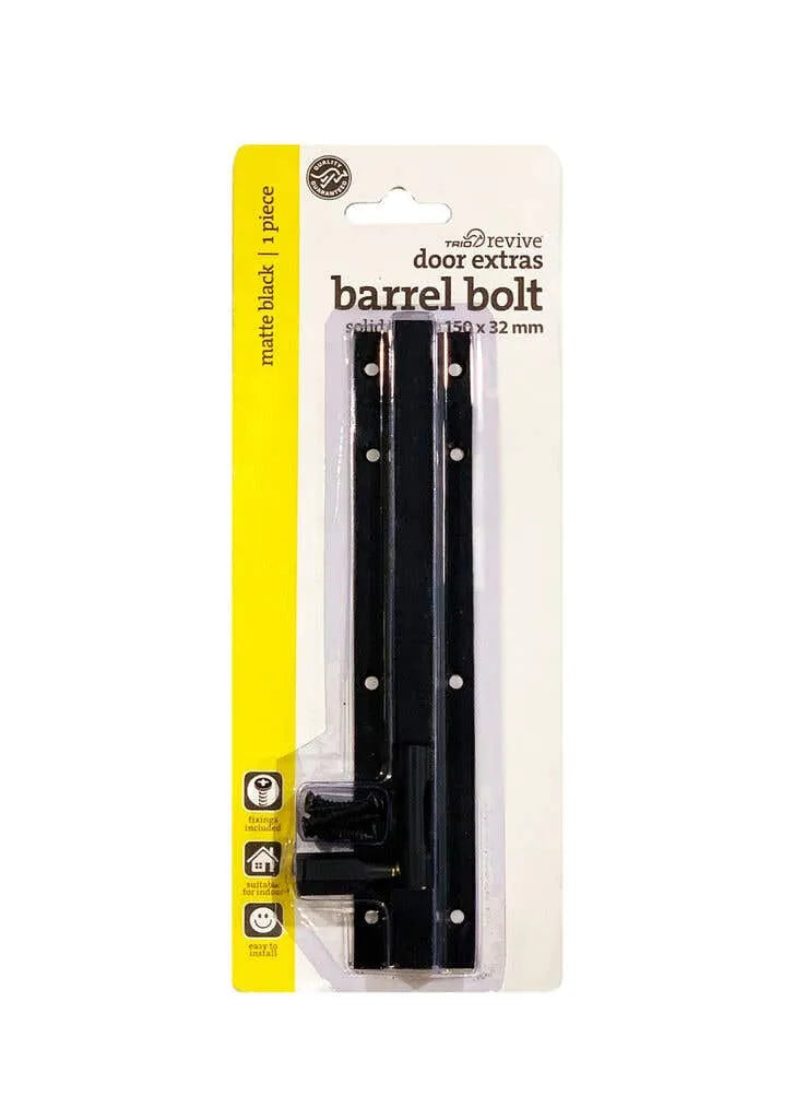Trio Barrel Bolt Black 150 x 32mm