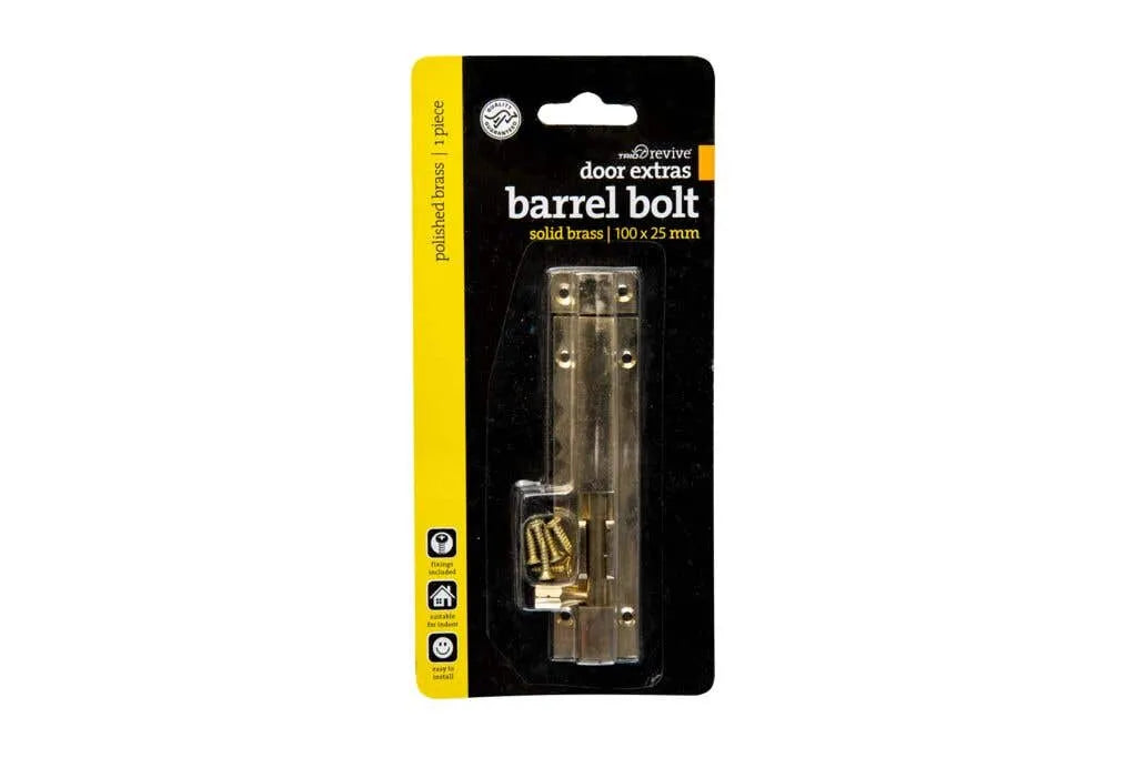 Trio Barrel Bolt Polished Brass 25 x 100mm