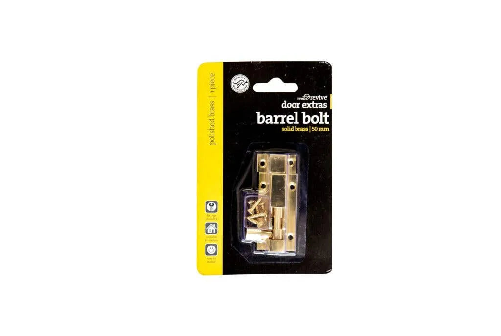 Trio Barrel Bolt Polished Brass 25 x 50mm