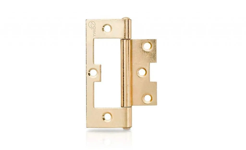 Trio Hirline Door Hinge Fixed Pin Brass Plated 100 x 65 x 2.0mm