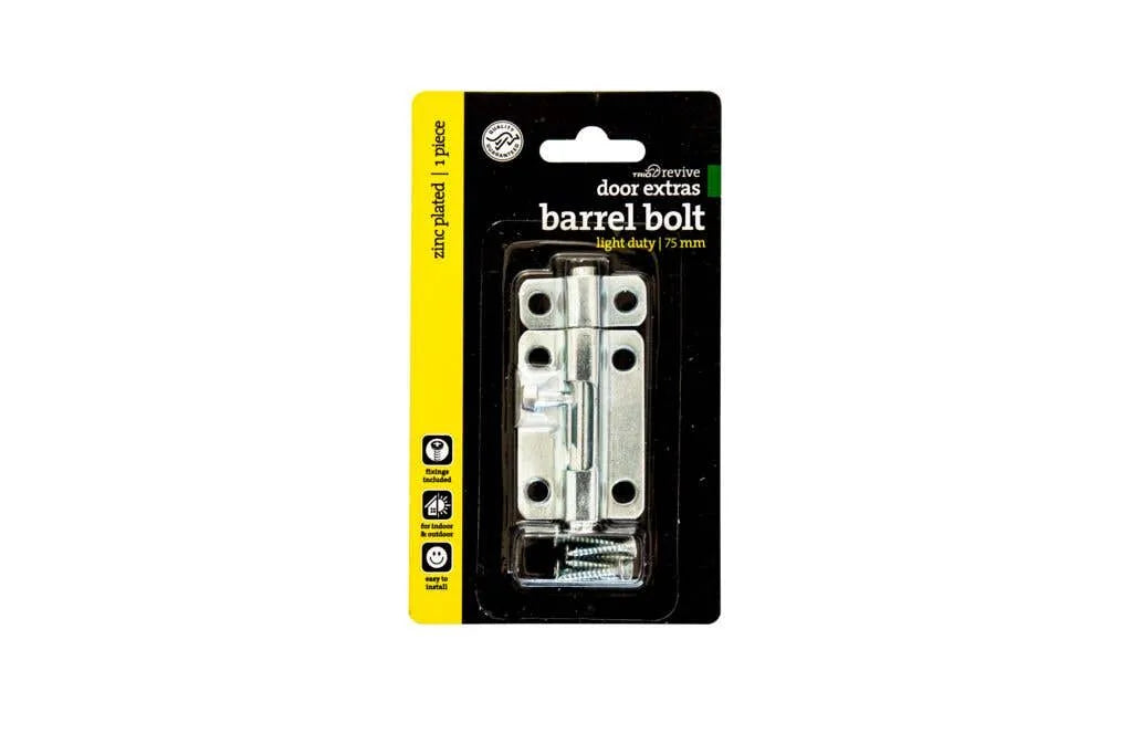 Trio Light Duty Barrel Bolt Zinc Plated 75mm