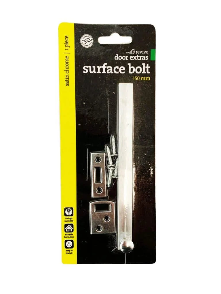 Trio Surface Bolt Satin Chrome 150mm