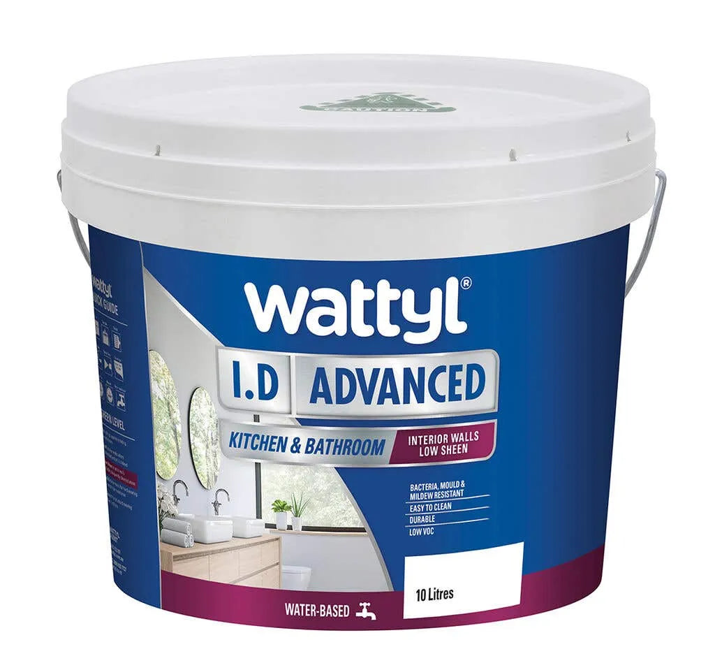 Wattyl I.D Advanced Kitchen & Bathroom Low Sheen White 10L