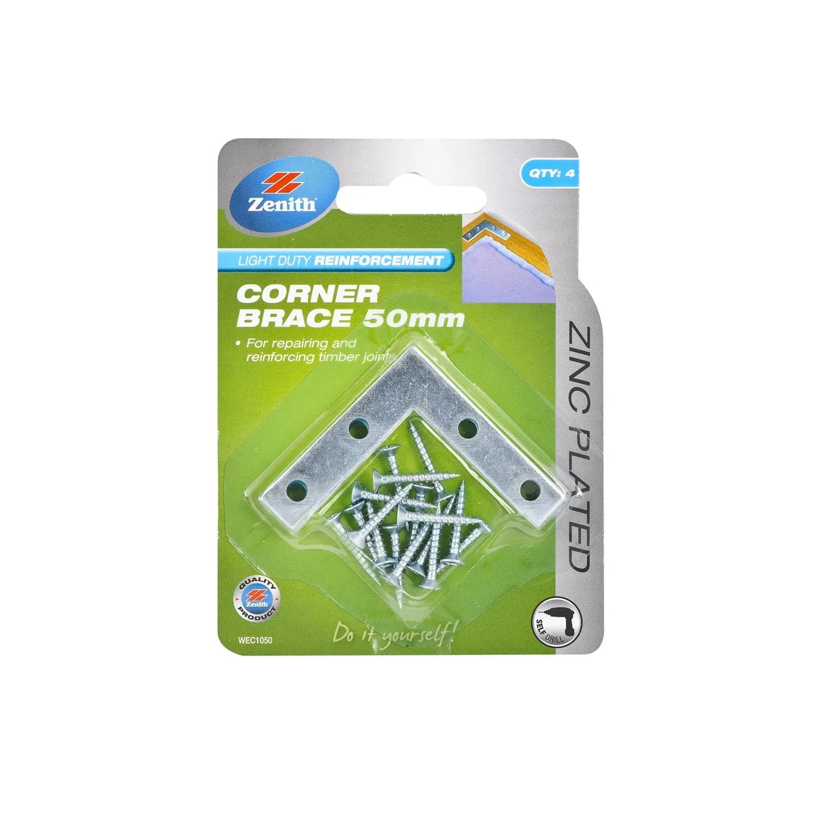 Zenith 50mm ZP Corner Brace Bracket - 4 Pack