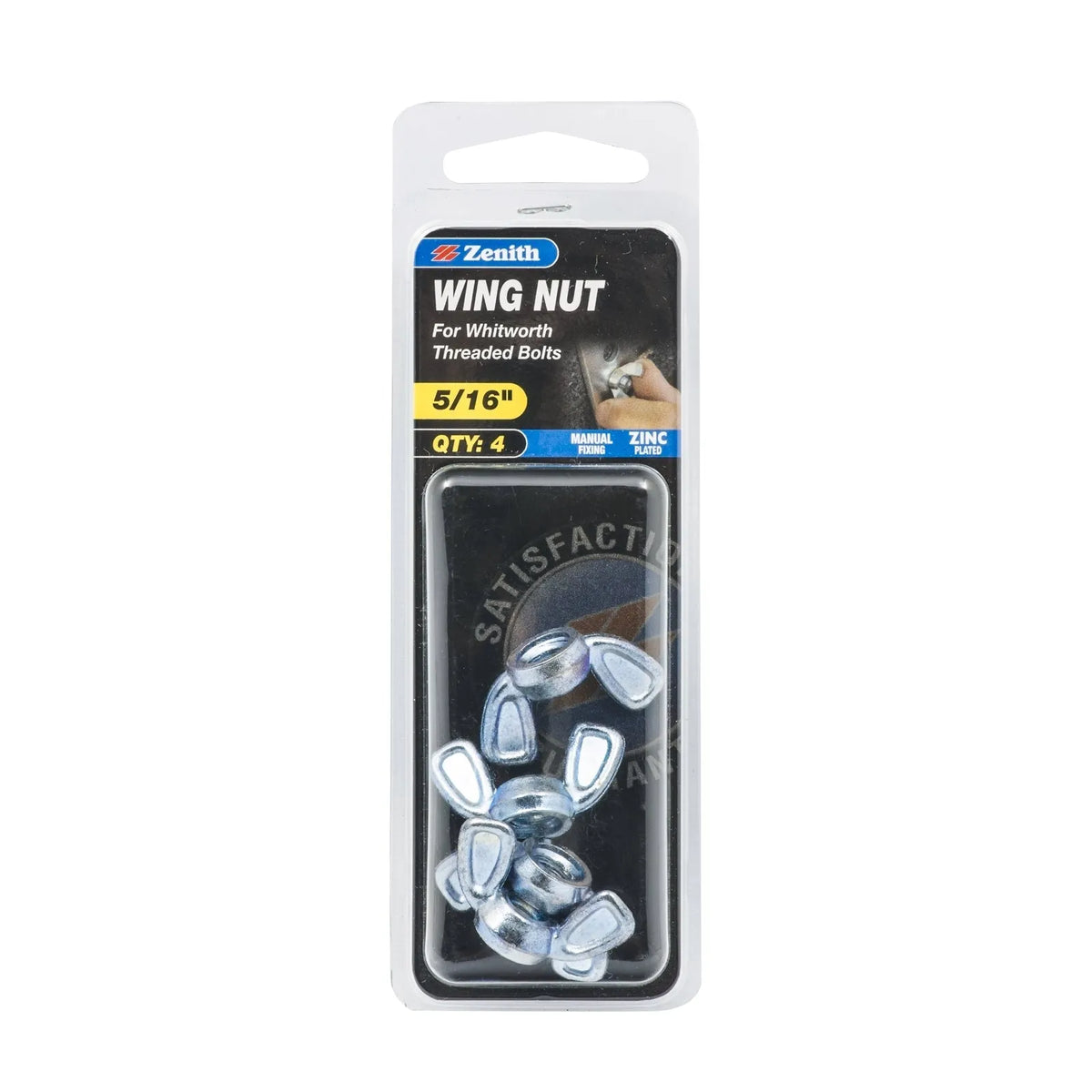 Zenith 5/16" ZP Wing Nuts - 4 Pack