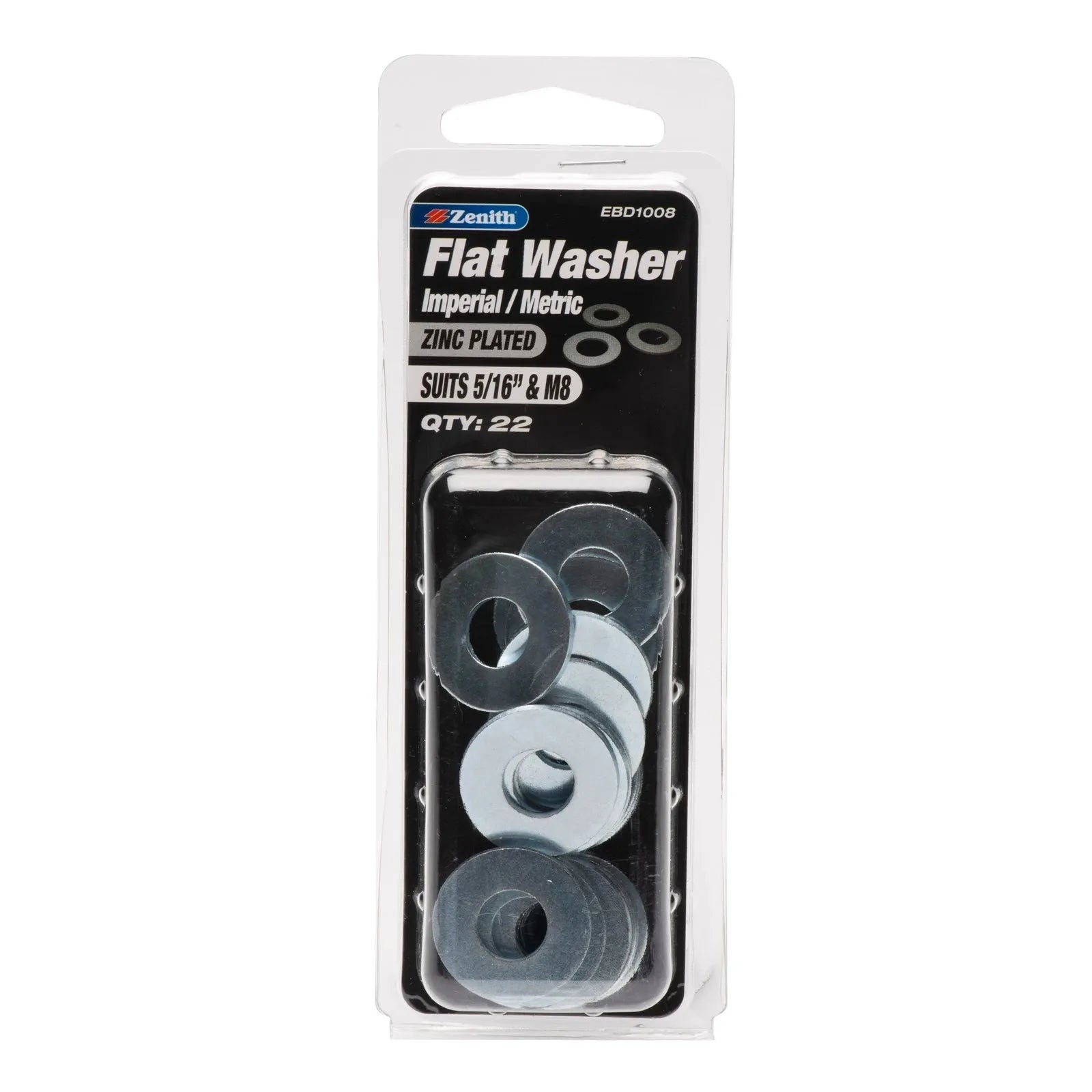 Zenith 5/16" x M8 ZP Flat Washer - 22 Pack