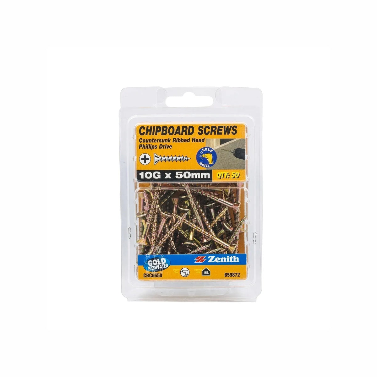 Zenith Chipboard Screw GP PHL 10g x 50mm (50pk)