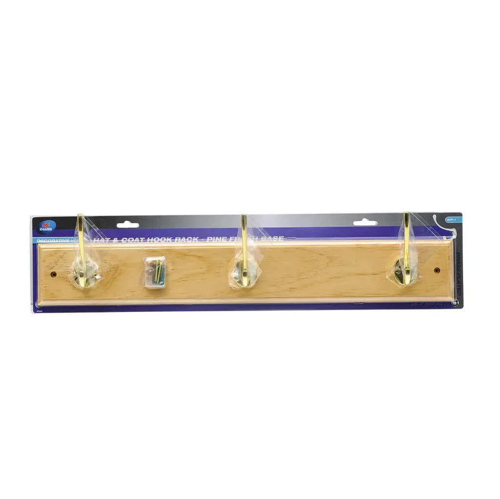 Zenith Pine 3 Hook Hat & Coat Rack