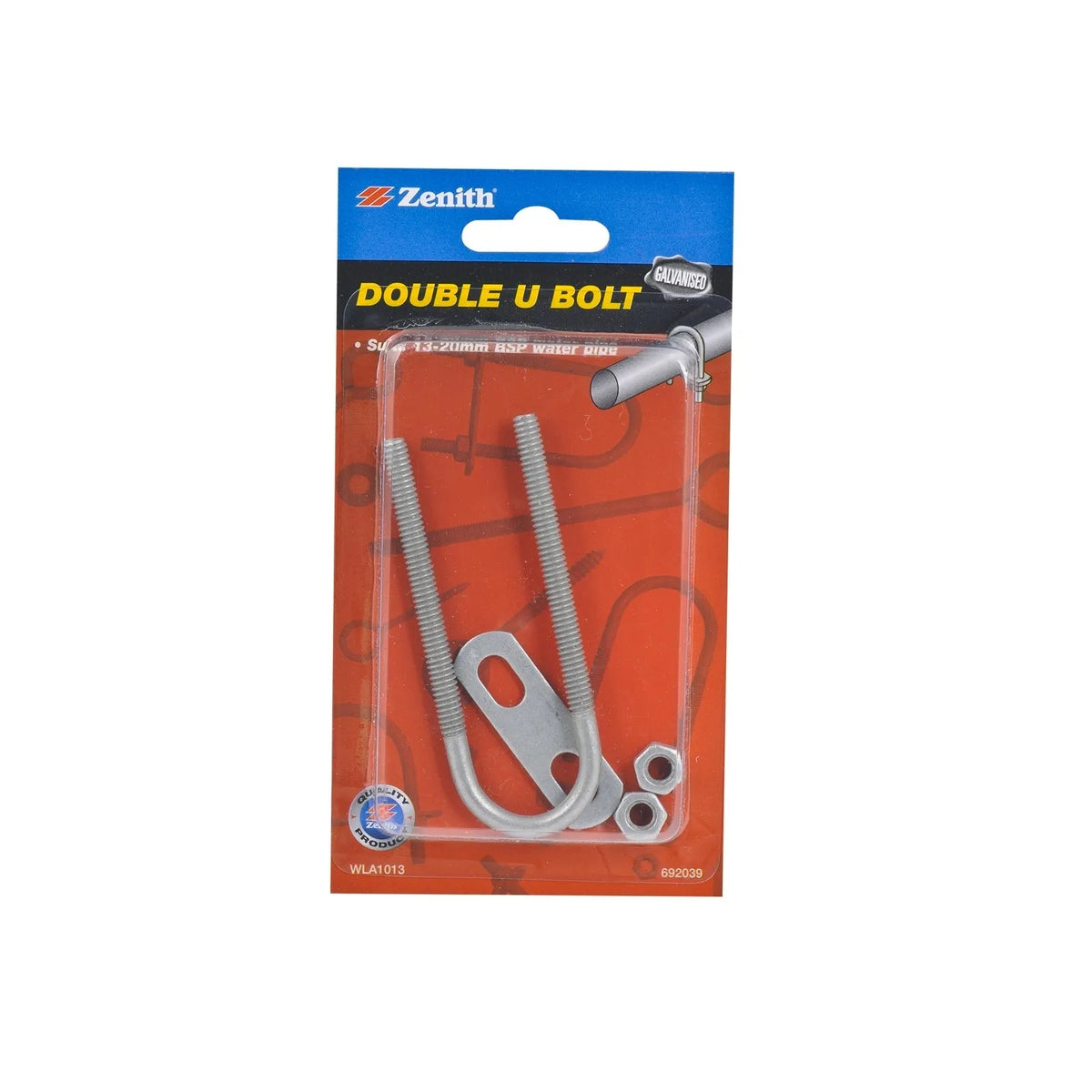 Zenith U Bolt Double 13-20mm Galv