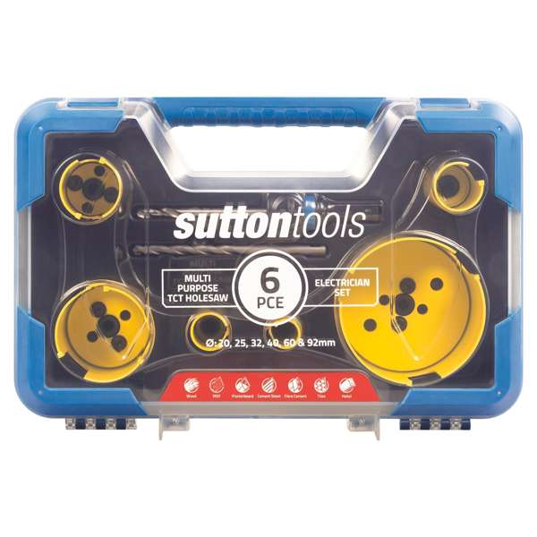 Sutton Tools Multi-Purpose TCT Hole Saw Electrician Set - 6 Piece