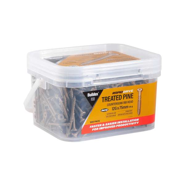 Buildex Screw T25 Star Drive Treated Pine Climacoat 12G x 75mm - Box of 500