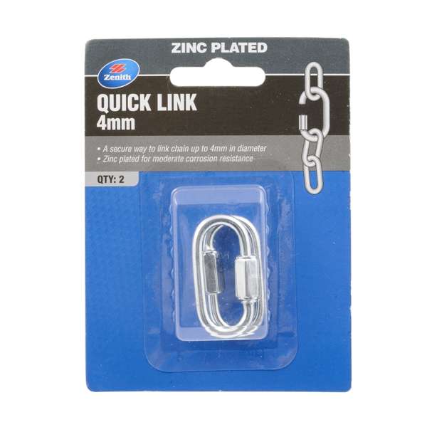 Zenith 4mm Zinc Plated Quick Link - 2 Pack