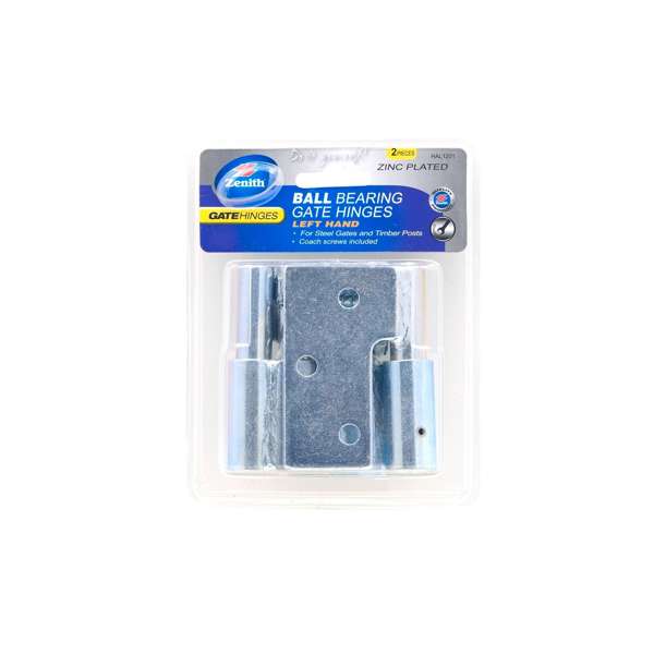 Zenith Zinc Plated Left Hand Ball Bearing Gate Steel to Timber Hinge - 2 Pack