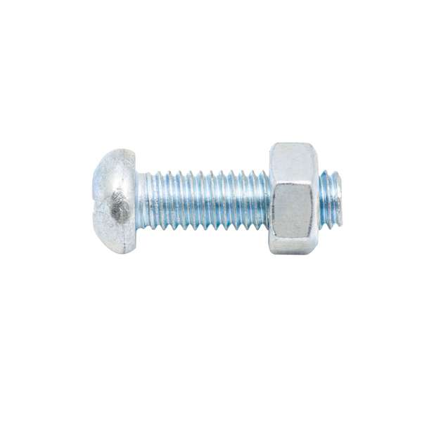 Zenith 6 x 20mm Zinc Plated Round Head Bolt & Nut - 12 Pack