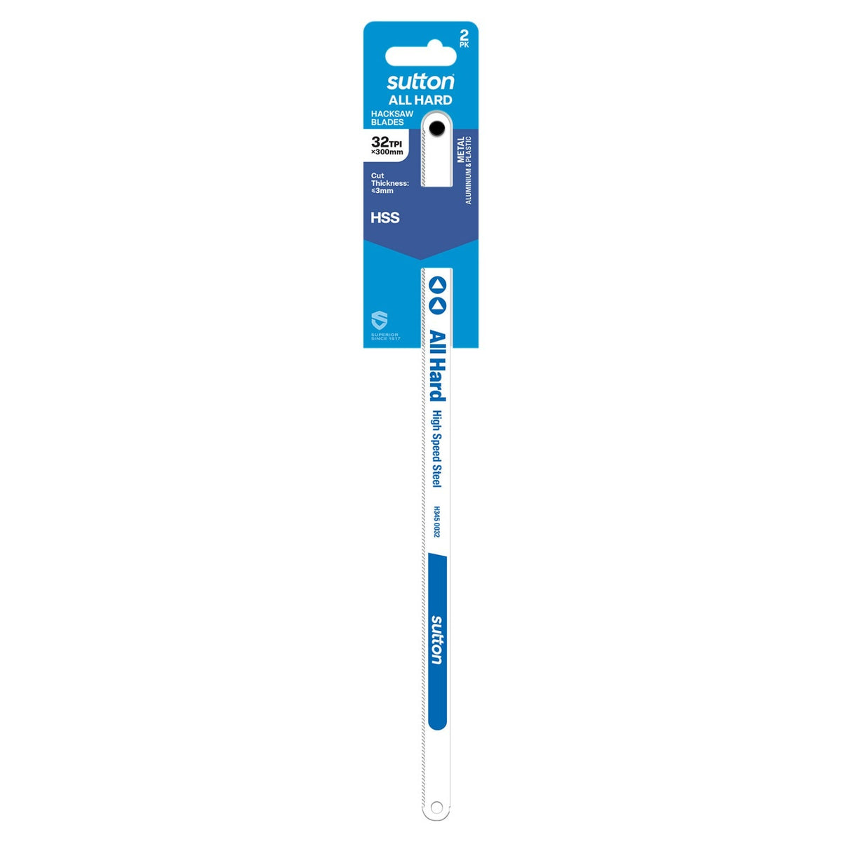Sutton Blade H345 Hacksaw All Hard 300mm 18TPI 2pk