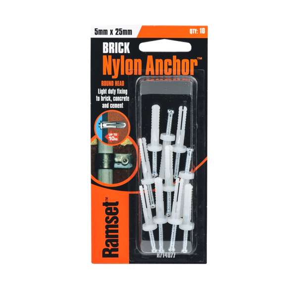 Ramset Nylon Anchor Round 5 x 25mm - 10 Pack