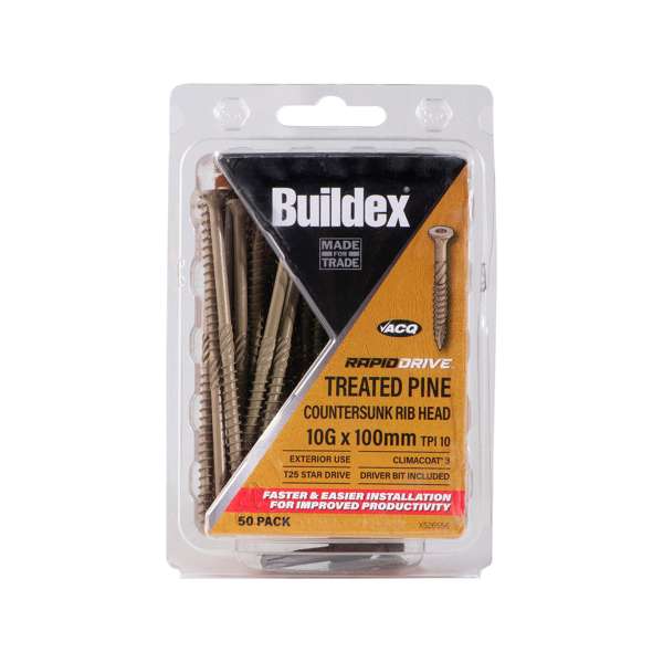 Buildex Screw T25 Star Drive Treated Pine Climacoat 10g x 100mm - 50 Pack