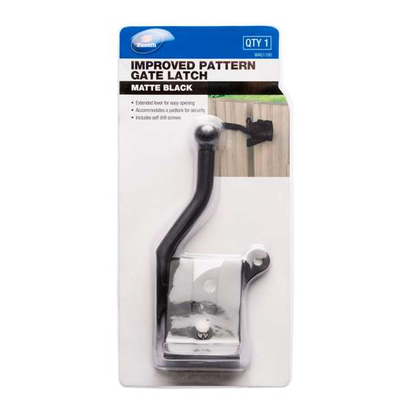 Zenith Matte Black Improved Gate Latch