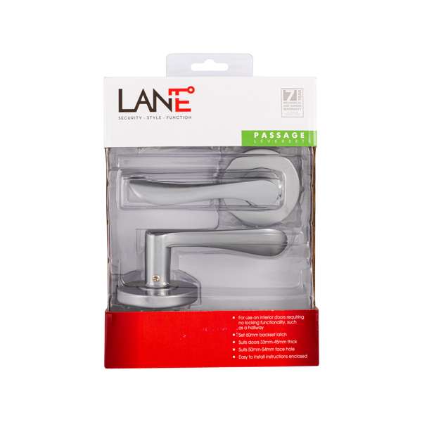 Lane 65mm Brushed Satin Chrome Manchester Round Passage Set