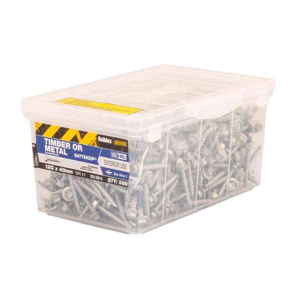 Buildex Batten Zip ZA3 HexHead Screws 12g x 40mm Bx500