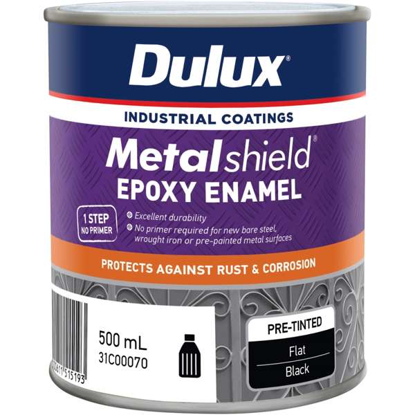 Dulux 500ML Metalshield Epoxy Enamel Flat Paint Black