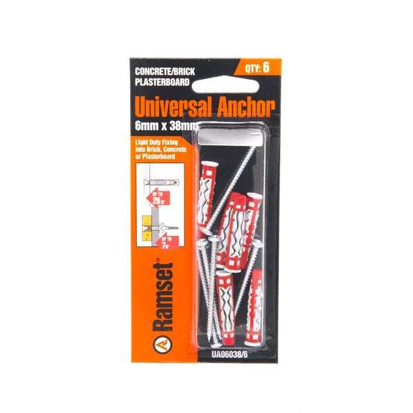 Ramset Universal Anchor Nylon 6 x 38mm - 6 Pack