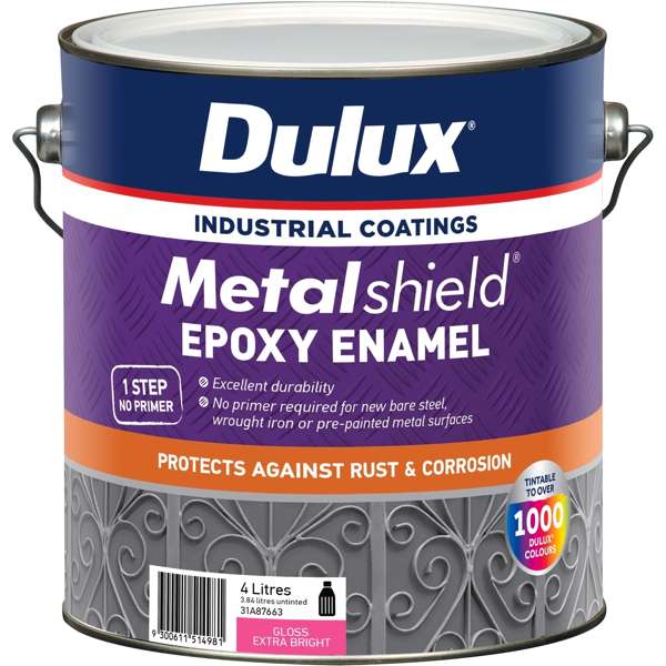 Dulux 4L Metalshield Epoxy Enamel Gloss Paint Extra Bright