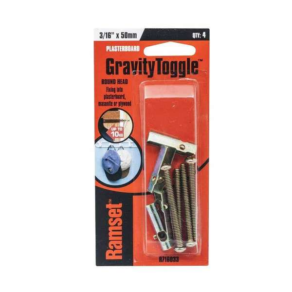 Ramset GravityToggle Round Head 3/16" x 50mm - 4 Pack