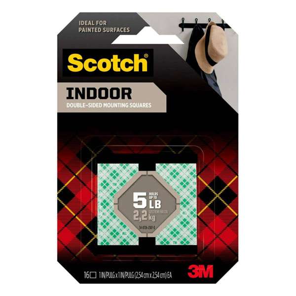 Scotch Indoor Mounting Squares 2.5 x 2.5cm - 16 Pack