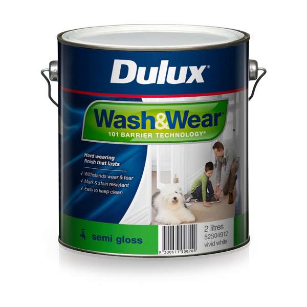 Dulux 2L Wash&Wear Semi Gloss Vivid White Interior Paint