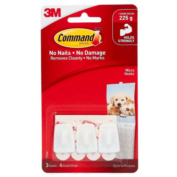 Command Micro Hook 4 Strips - 3 Pack