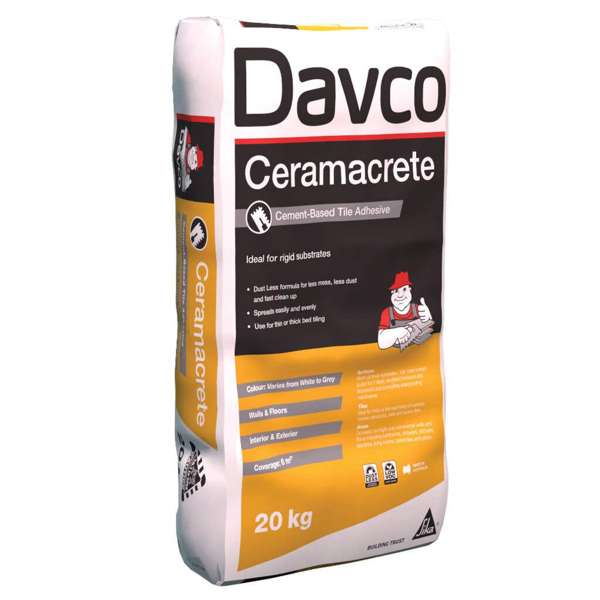 Davco Tile Adhesive Ceramacrete Wall & Floor Grey 20kg