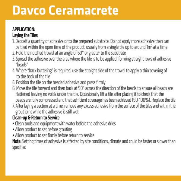 Davco Tile Adhesive Ceramacrete Wall & Floor Grey 20kg