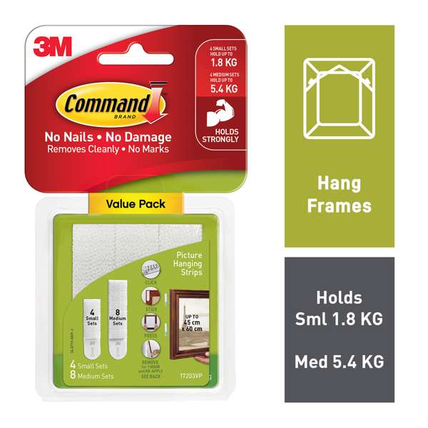 Command Picture Hanging Strips Small & Medium - 12 Pack