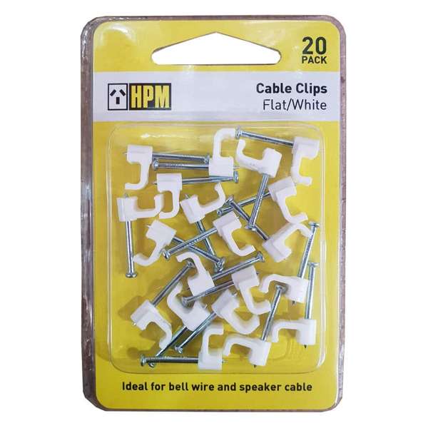 HPM Flat Cable Clip White 5mm - 20 pack