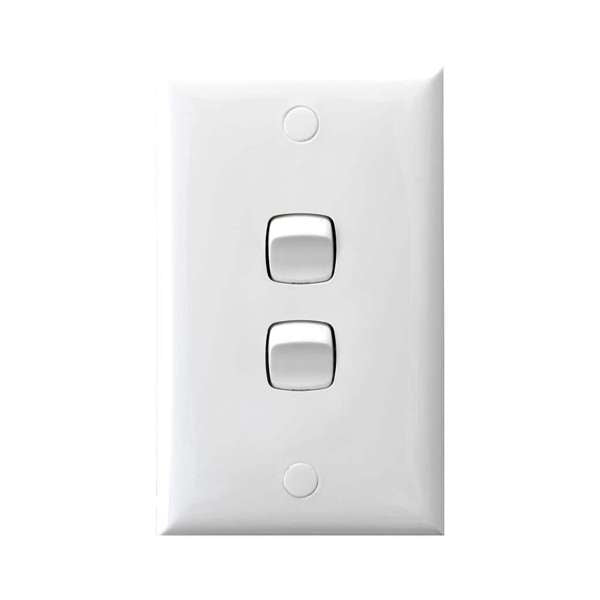 HPM Switch Wall 2 Gang 10A White